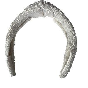 J. Crew White Beaded Knot Headband